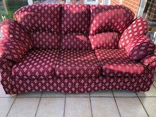 Red fabric 3 seater sofa used
