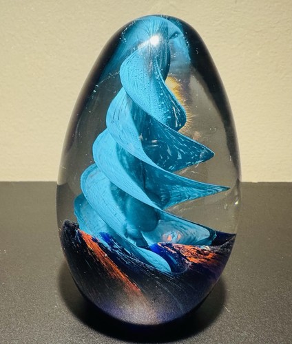 Hand blown art glass egg - hand-blown,