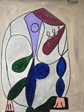 Pablo Picasso Signed Cubist Oil Painting on Canvas - Spanish Modern Art