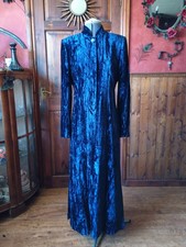 Vintage Gothic Bohemian Full Length Midnight Blue, Crushed Velvet  Coat. Hobbs