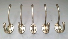 5 X SOLID BRASS victorian hat and coat hooks vintage