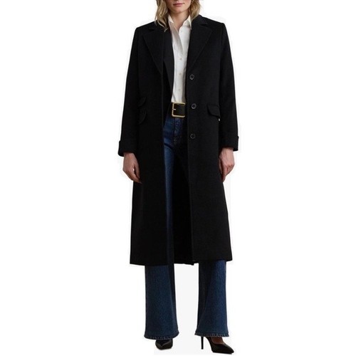 Black wool blend reefer - blend, coat