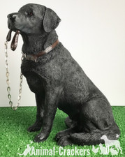 Black labrador 18cm ornament - black,