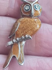 silver enamelled owl brooch beautiful