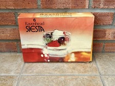 Vintage Retro Boxed Set of 6 Ravenhead Glass Sundae Desert Dishes. Bark Design