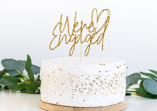 Engaged cake topper - engaged,