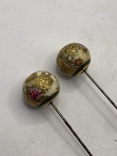 PAIR OF ANTIQUE JAPANESE SATSUMA HAT PINS ( B34)