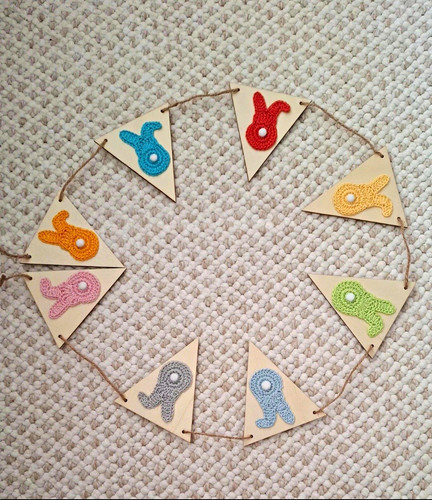 Handmade crochet bunny banner - crochet,