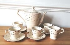 Art Deco Coffee Set With Gold Stars H & K  Espresso Cups & Saucers Vintage Decor