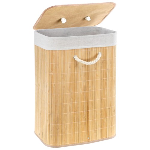 Bamboo laundry hamper with - with, lid