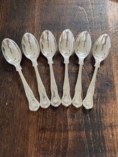 SET 6 SILVER PLATED KINGS PATTERN TEA SPOONS