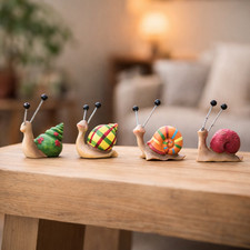 4 Snail Figurines Brightly