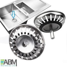 2x Stainless Steel Replacement Kitchen Sink Drain Strainer Drainer Waste Plug UK