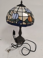 Tiffany Style Stained Glass Table Lamp with Floral Design - Single Item Untested