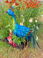 Stunning Peacock Bird Decorative Garden Sculpture Statue Ornament Large 77cm