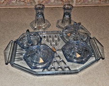 VINTAGE ART DECO BLUE GLASS