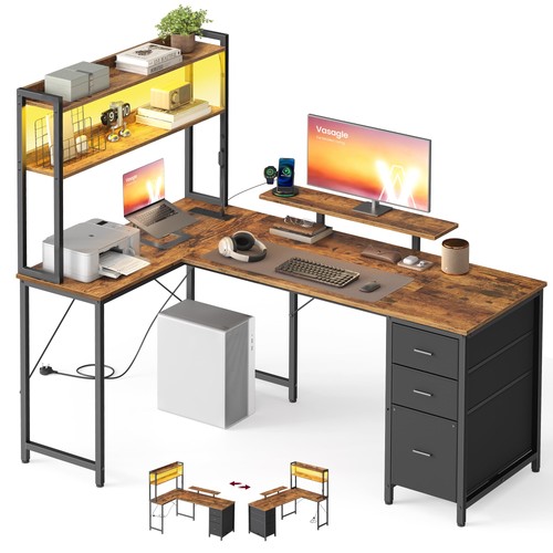 Shaped computer desk with - computer,