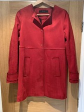 ZARA RED FAUX SUEDE COAT front