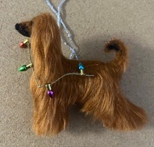 RED AFGHAN HOUND with CHRISTMAS LIGHTS - Part needle felted DOG