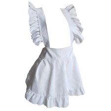 Ruffled White Aprons Women Waist Aprons Maid Cosplay Costume Half Apron