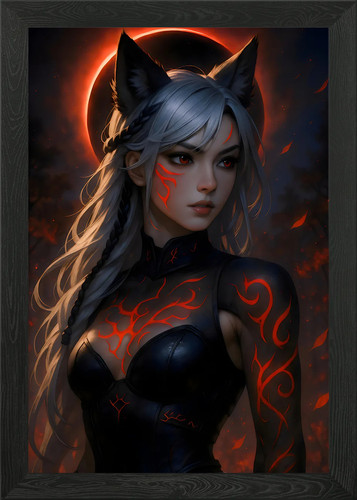 Fox warrior with red - warrior,