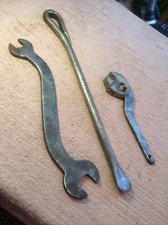 Old Vintage Farm Tools- Curved Openended / Adjustable Spanners & Pry Bar