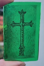 Stained Glass Cross kiln fired green glass piece window