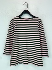 Marimekko Pink Green Striped Cotton Top Crew Neck Long Sleeve XS