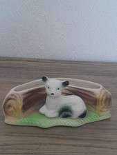 Vintage Hornsea Royal Fauna #10 Baby Deer Log Planter Vase -  13 cm 