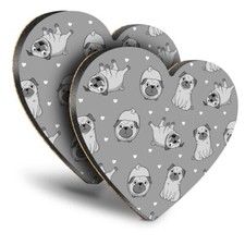 2x Heart MDF Coasters - BW -