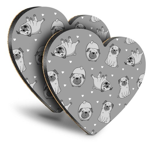 Heart mdf coasters bw - 2x,