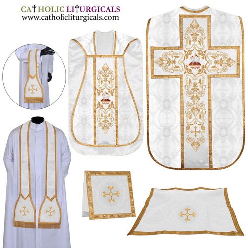 New white roman chasuble - new,