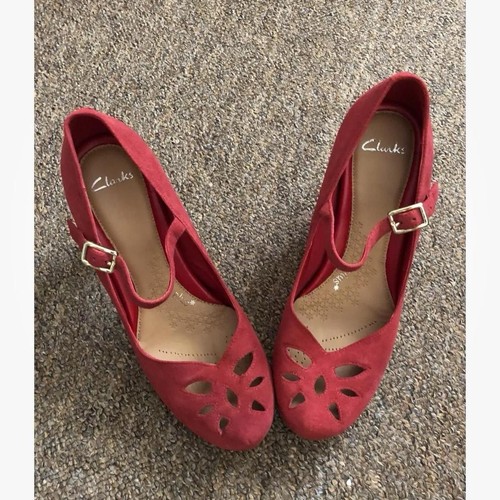 Clarks ladies red suede - clarks,