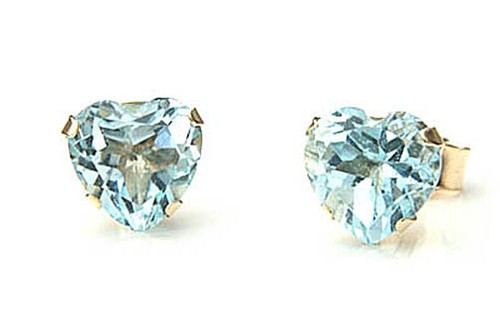 9ct gold blue topaz studs - blue,