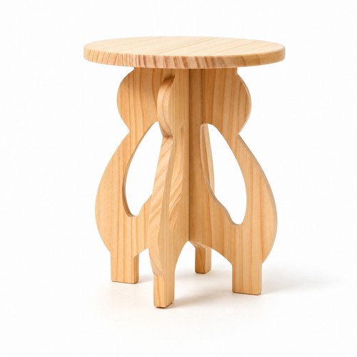 Fir wood stool natural - stool, grain