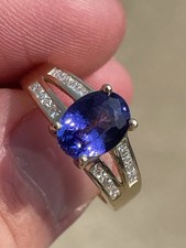 2.65 ct Oval Cut Tanzanite & Diamond Engagement Ring 14k SOLID Yellow Gold