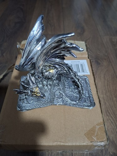 Silver tone dragon figurine - silver,