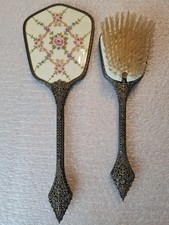 Vintage Regent of London Embroidered Brush & Mirror Dressing Table Vanity Set