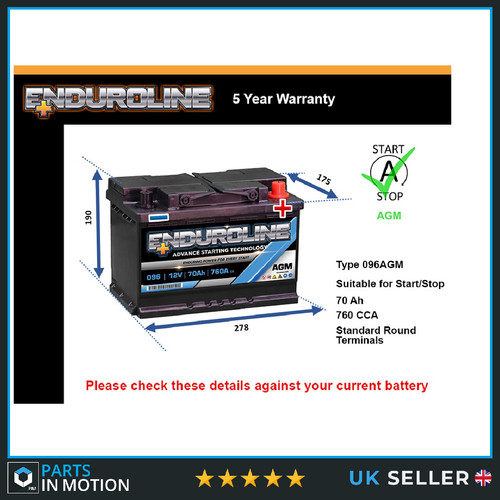 Agm car battery fits - volvo, c30