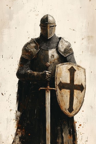 Medieval knight with sword - medieval,