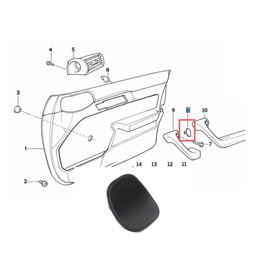 Black interior door handle - black,