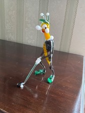1950s Lampwork Pirelli Art Glass England Beetleman /Jiminy Cricket playing golf 