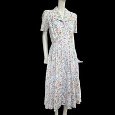 1940s Look 80s Floral Tea Dress Size 10 - Vintage 40s inspired Midi Dress