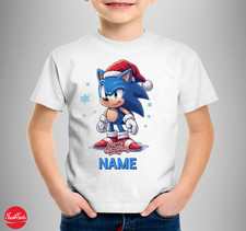 Sonic The Hedgehog Personalised Christmas T-shirt Kids adult sizes xmas gift