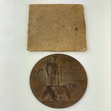 Antique WW1 Bronze Death Plaque Penny Walter Edward Skinner