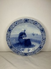 Antique Royal Delft Delftware Antique Wall Mounted Plate Hand painted Woman