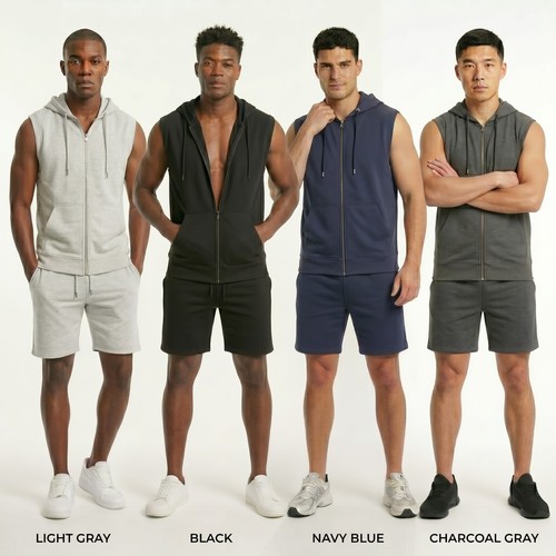 Men sleeveless hoodie and - hoodie,