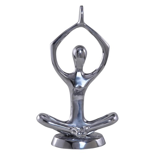 Silver meditation yoga statue - silver,