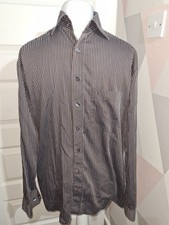 Eterna Men's Excellent Blackline Brown Strip Shirt size 16 in used condition