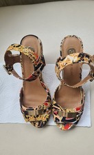 River Island Material Multi Coloured Pattern Strappy Wedge Heel Shoes Size 4 